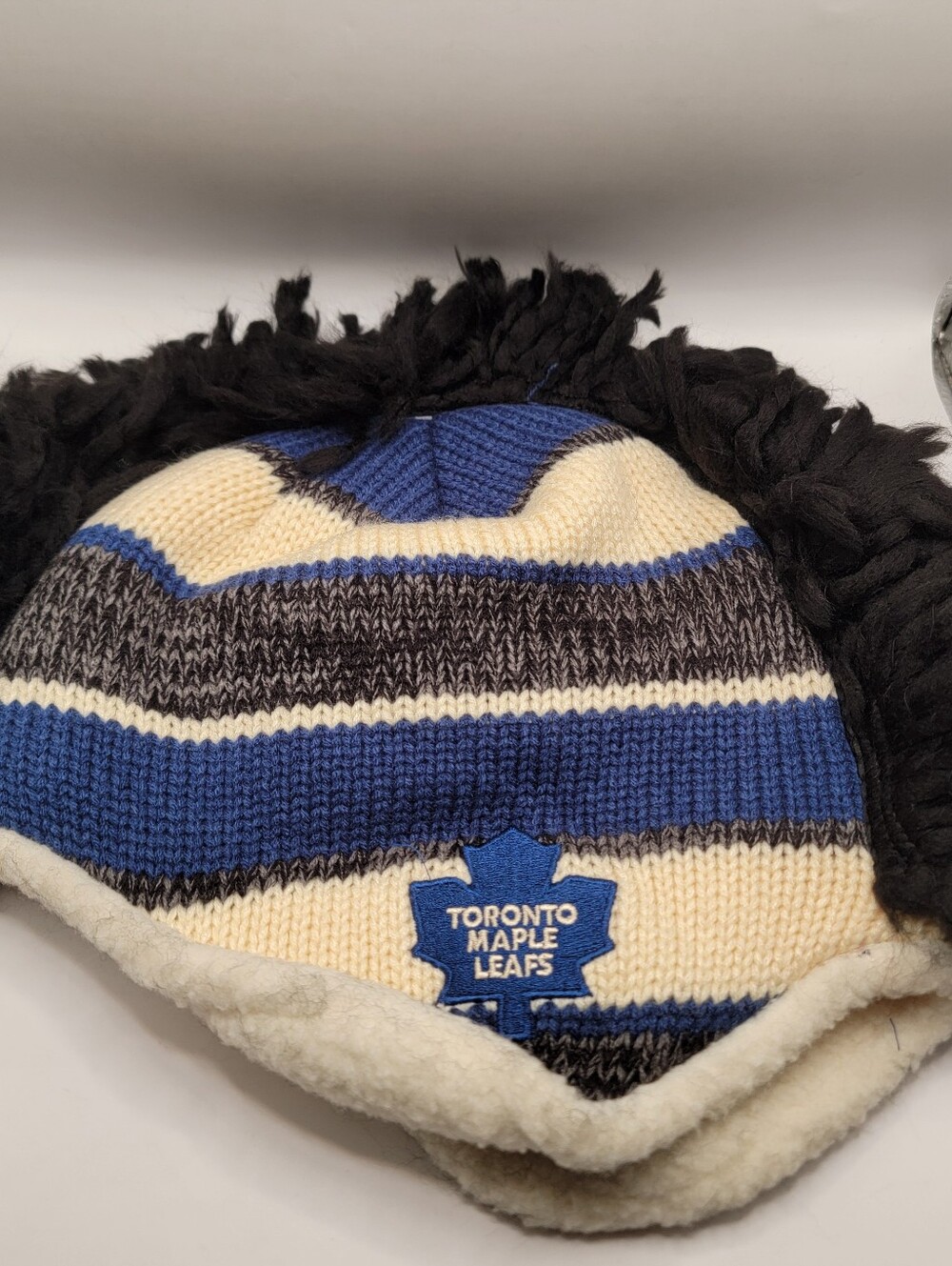 Reebok Blue White Black Toronto Maple Leafs Knit Mohawk Winter Hat